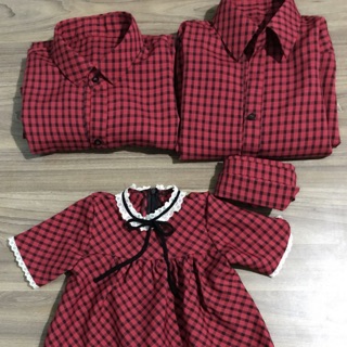 Set Caro Gia Đình Caro Đỏ Nhuyễn Cute Hột Me