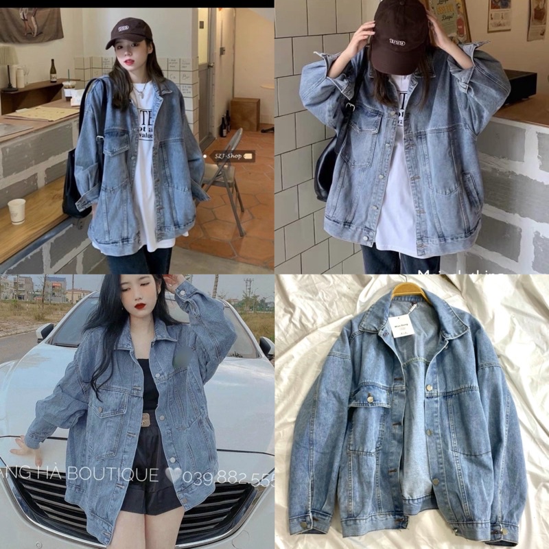 [Ảnh thật/Video]Áo khoác bò oversize phong cách ulzzang chất đẹp Áo khoác jean Quang Châu