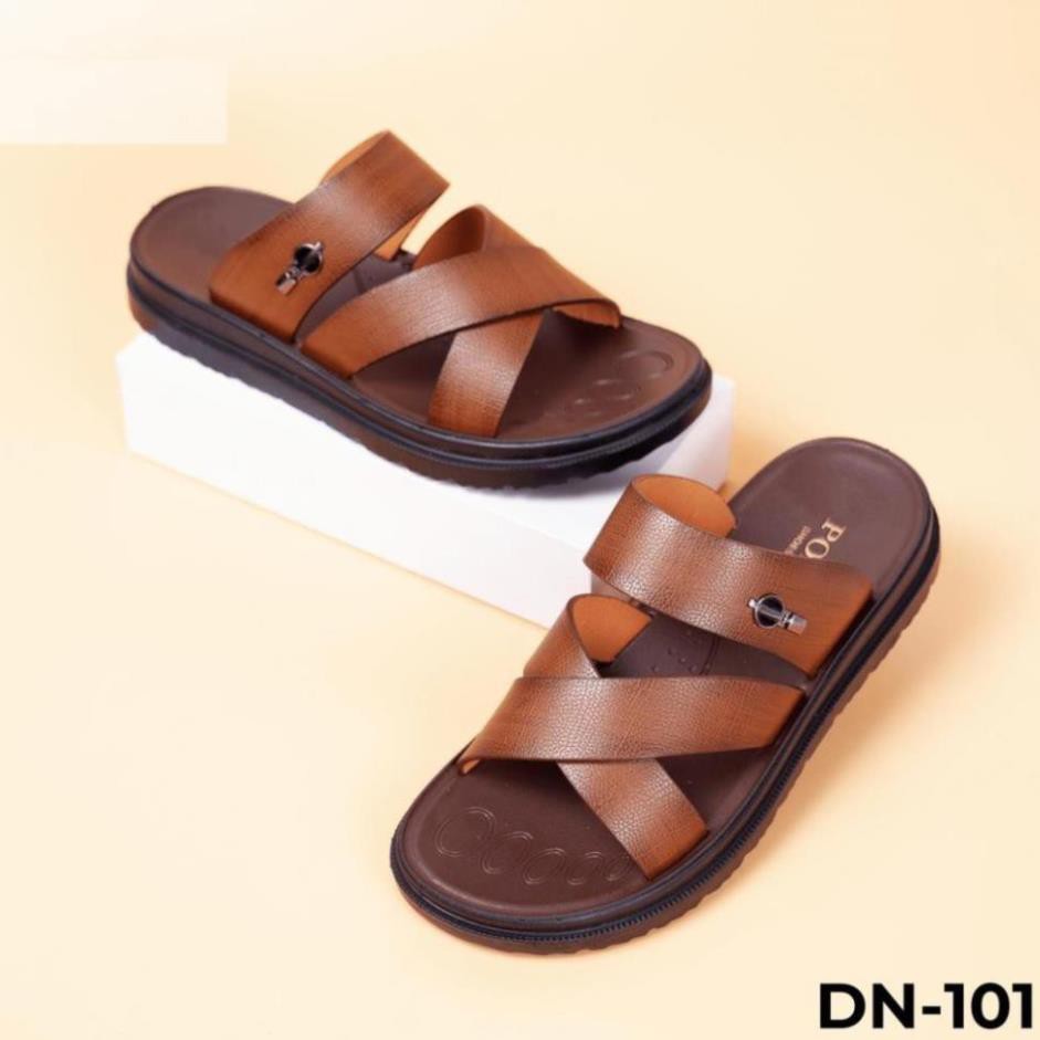 Dép sandal nam da bò cao cấp - Dép xăng đan tăng chiều cao TOPMAN DN 101