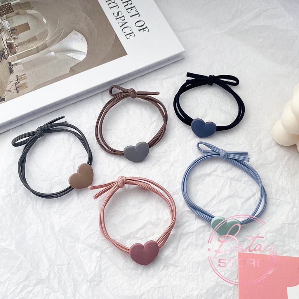 Dây Buộc Tóc Trái Tim Đơn Sắc Phong Cách Hàn Quốc Buta Ct35