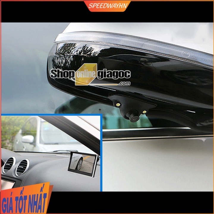 Camera Gắn Gương Cập Lề Xoay 360 Độ 2 LED