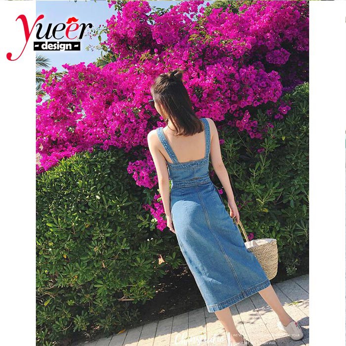 Đầm Yếm denim Hai Dây Phong Cách Hàn Quốc Thời Trang Cho Nữ