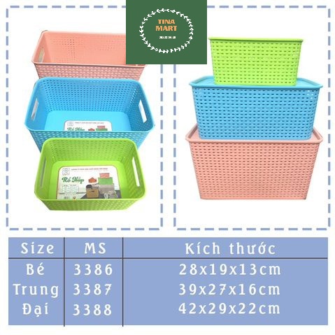 Giỏ đựng đồ bằng nhựa có nắp đa năng kiểu Hàn Quốc hãng nhựa Việt Nhật