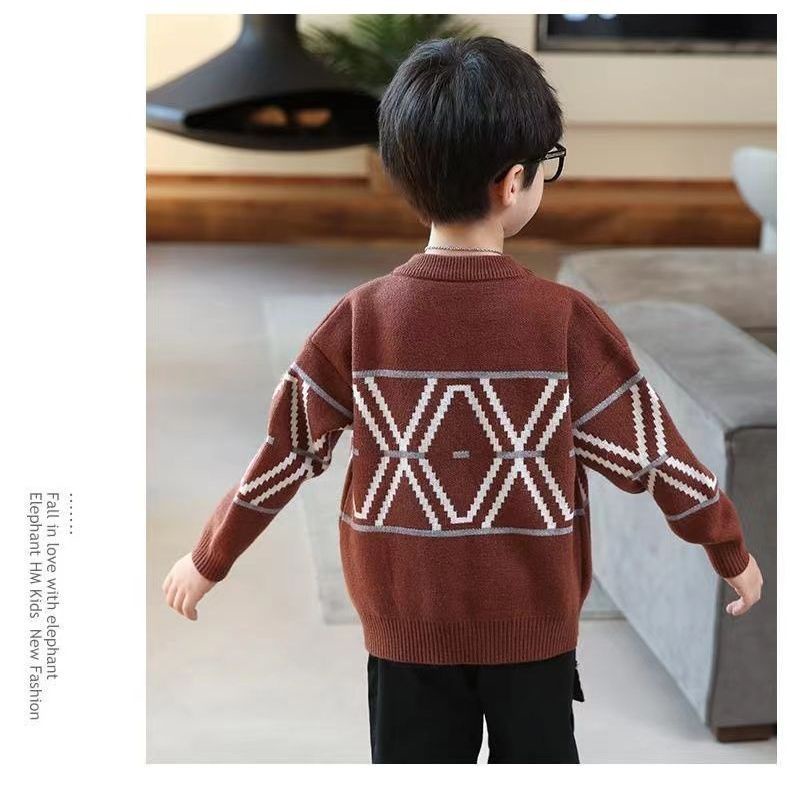 Áo Sweater Dệt Kim Cổ Tròn Thiết Kế Mới Thời Trang Mùa Thu Đông 2022 Dành Cho Bé Trai