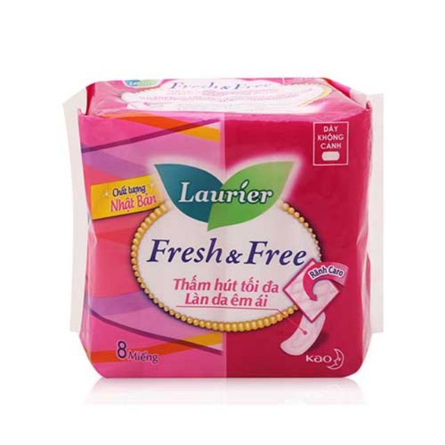 Băng vệ sinh dày không cánh Laurier Fresh & Free 8 miếng