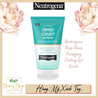 [Hàng USA] Sữa rửa mặt tẩy da chết có hạt Neutrogena Deep Clean Purifying Cooling Gel Scrub (119g)