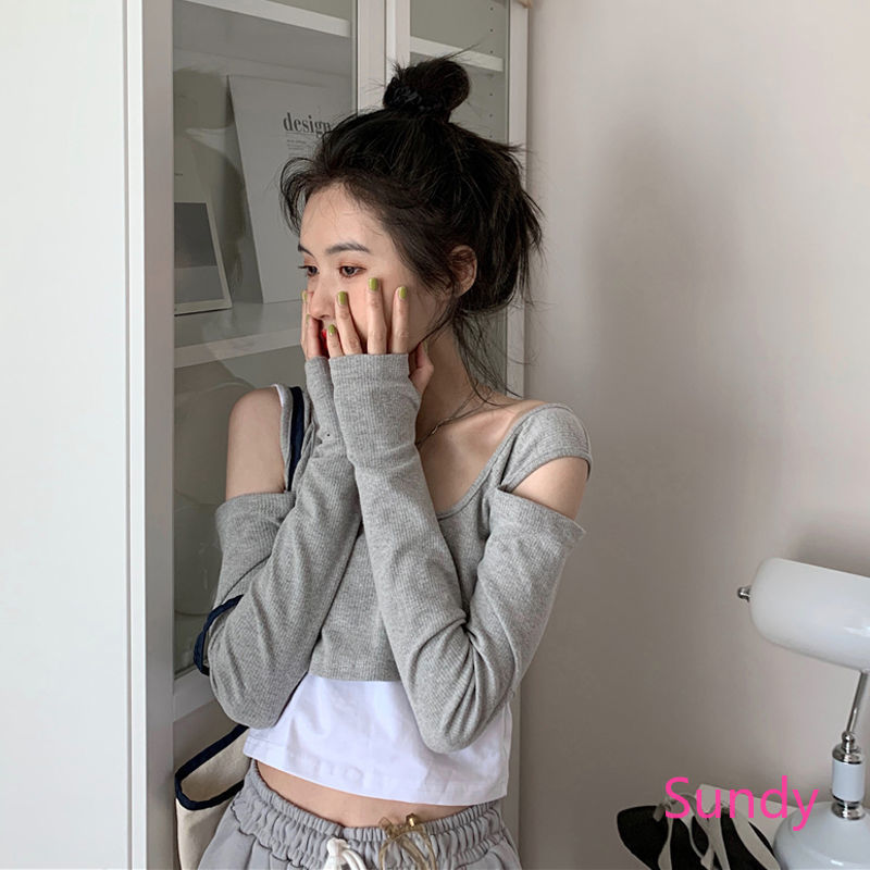 Áo Kiểu Tay Dài Thiết Kế Trễ Vai Nữ Tính