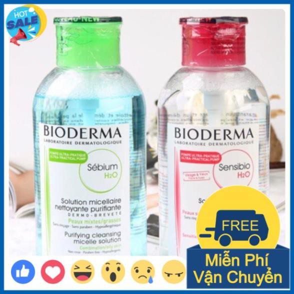 Nước Tẩy Trang Bioderma Pháp H2O ❤Chuẩn Chính Hãng❤  Xanh - Hồng 500ML