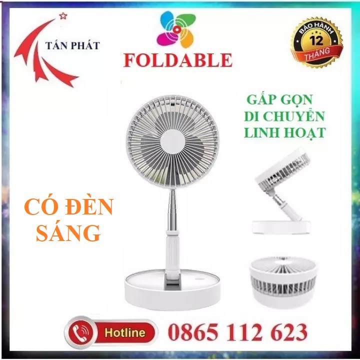 Quạt Tích Điện FOLDABLE & FOLDING FAN Gấp Gọn, Du Lịch - Bảo Hành 6 Tháng