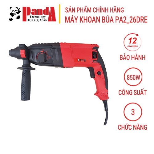 Máy khoan búa cầm tay Panda PA2_26DRE, Máy khoan đa năng công suất 850W, hộp nhựa, đủ bộ phụ kiện, hàng chính hãng