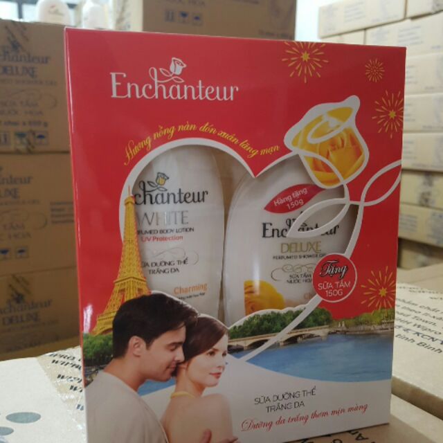 Dưỡng thể trắng da Enchanteur 200g tặng sữa tắm 150g