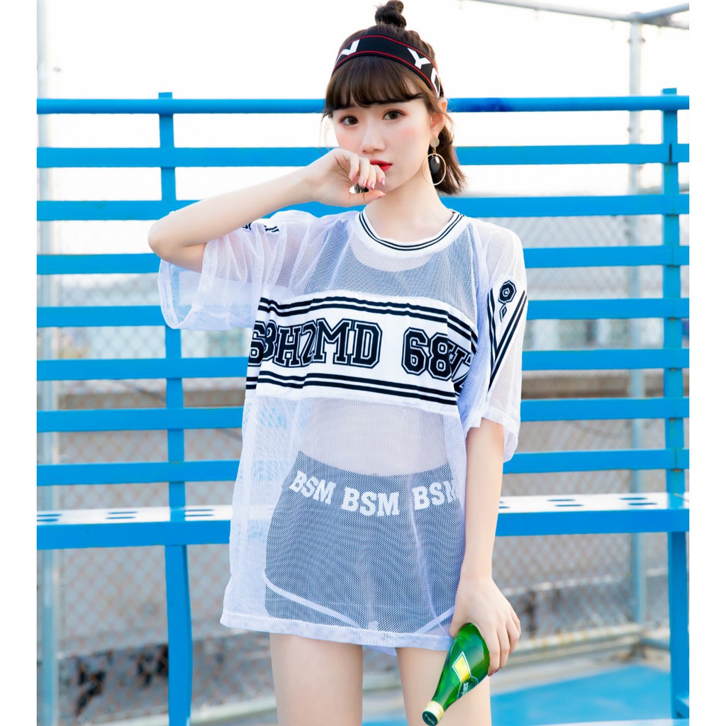 Bikini 3 mảnh sport BSM áo lưới trắng - Ảnh Thật- Hàng có sẵn - Hàng nhập khẩu 100%- Bikini đi biển , đồ bơi, phụ kiện