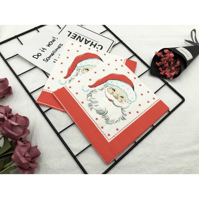 Set 20 khăn ăn in hình ông già noel dễ thương