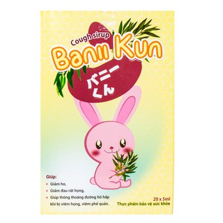 Hộp Banii Kun siro giảm ho cho trẻ em dạng gói 5ml và chai 90ml
