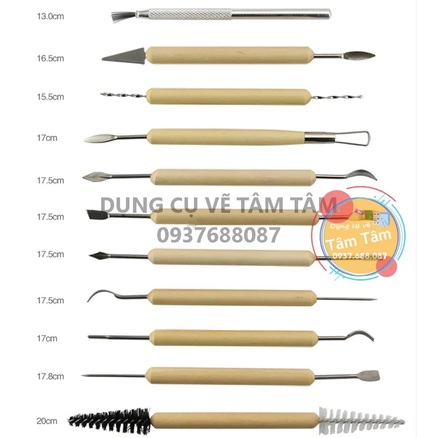 -Bộ nạo tượng/điêu khắc tạo hình đất sét Mont Marte 11 cây-