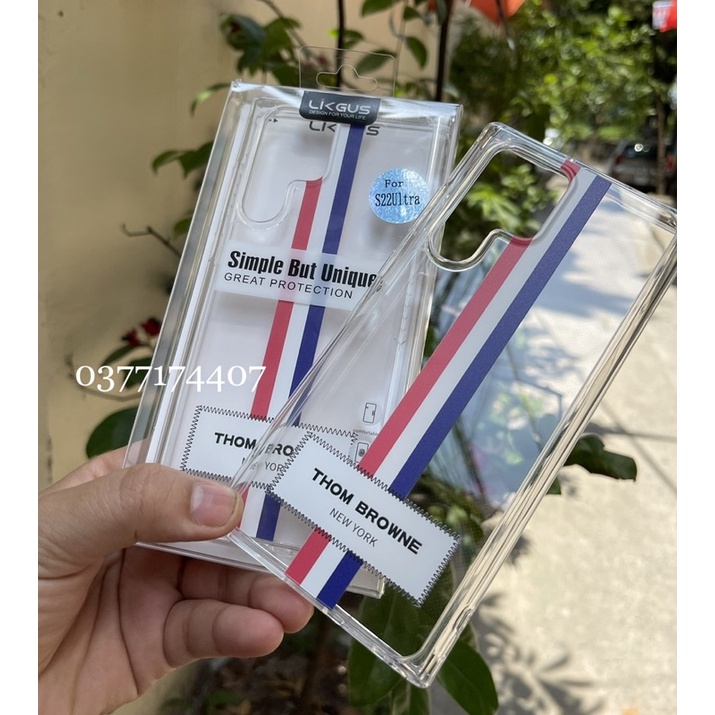 Ốp lưng Likgus New York Thom Browne cho Samsung S22, S22 Plus, S22 Ultra viền dẻo chống sốc