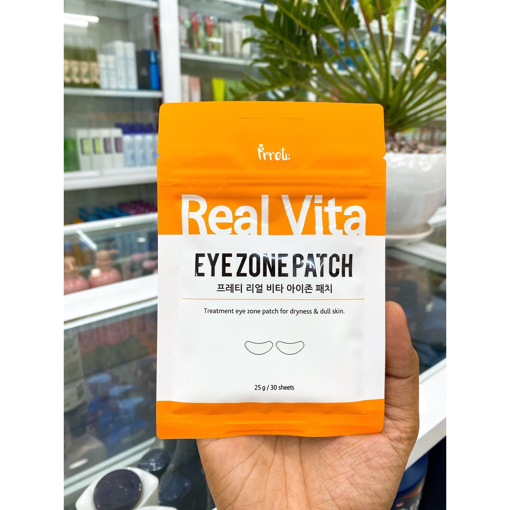 Mặt Nạ Mắt Làm Mờ Quầng Thâm Cải Thiện Nếp Nhăn Prreti Real Vita Eye Zone Patch 30 Miếng Hàn Quốc
