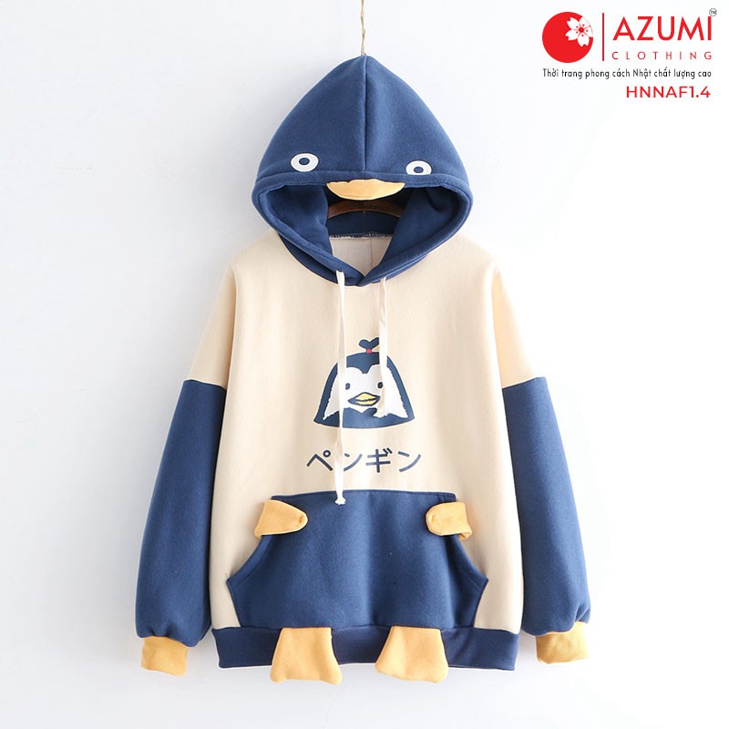 Áo hoodies nữ Azumikichi phong cách Nhật, áo hoodie kiểu in hình dễ thương