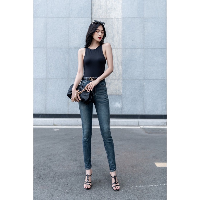Quần skinny jean Masara dáng ôm màu xanh rêu