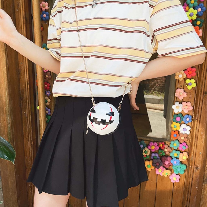 Túi Xách Da PU Hình Tròn Phối Dây Xích Thời Trang Cho Nữ