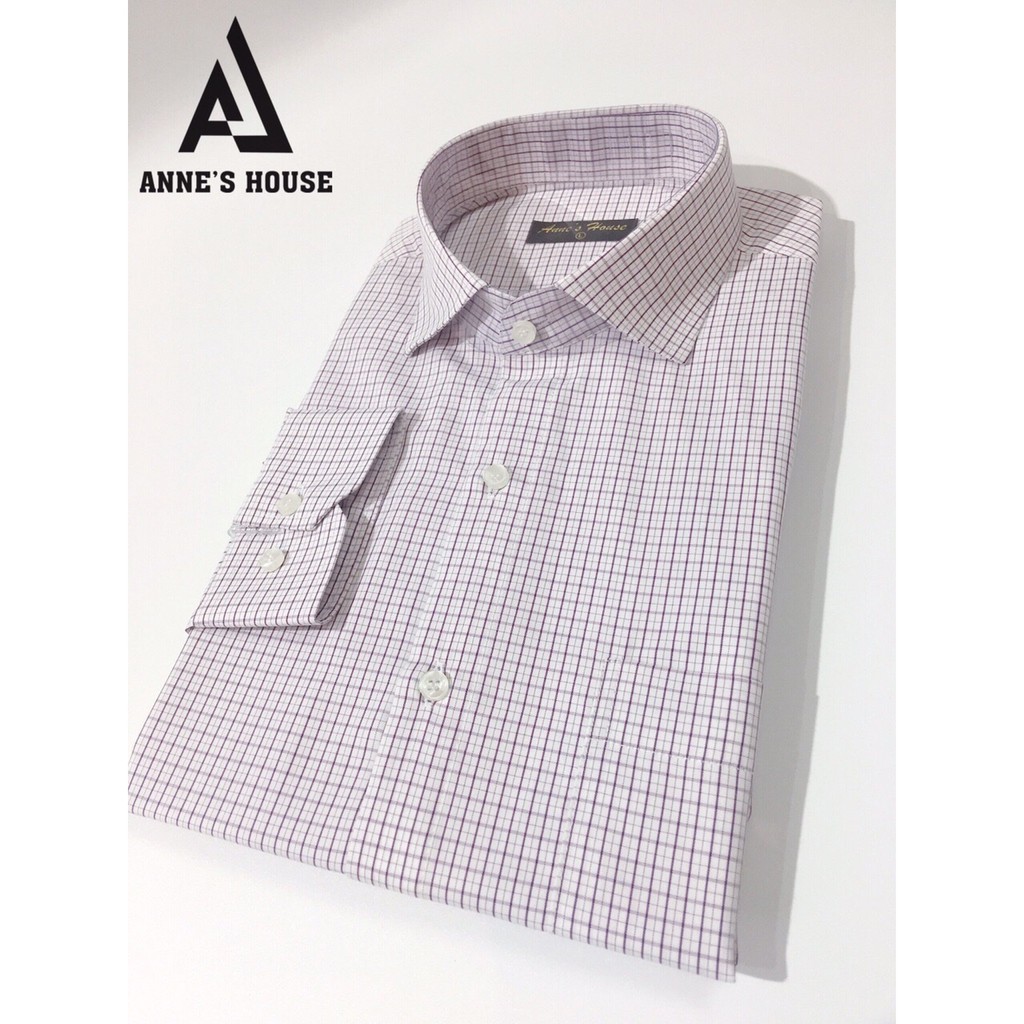 Áo sơ mi nam công sở dài tay cổ bẻ kẻ caro nâu nền trắng chất liệu cotton kiểu dáng Hàn Quốc