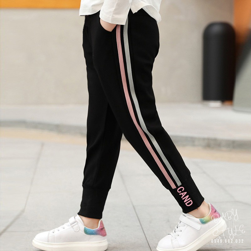 Quần thể thao Nỉ da cá 2 line &quot;CAND&quot; 14-45kg cho bé gái 4-15 tuổi. Form chuẩn, Chất dày dặn. G36