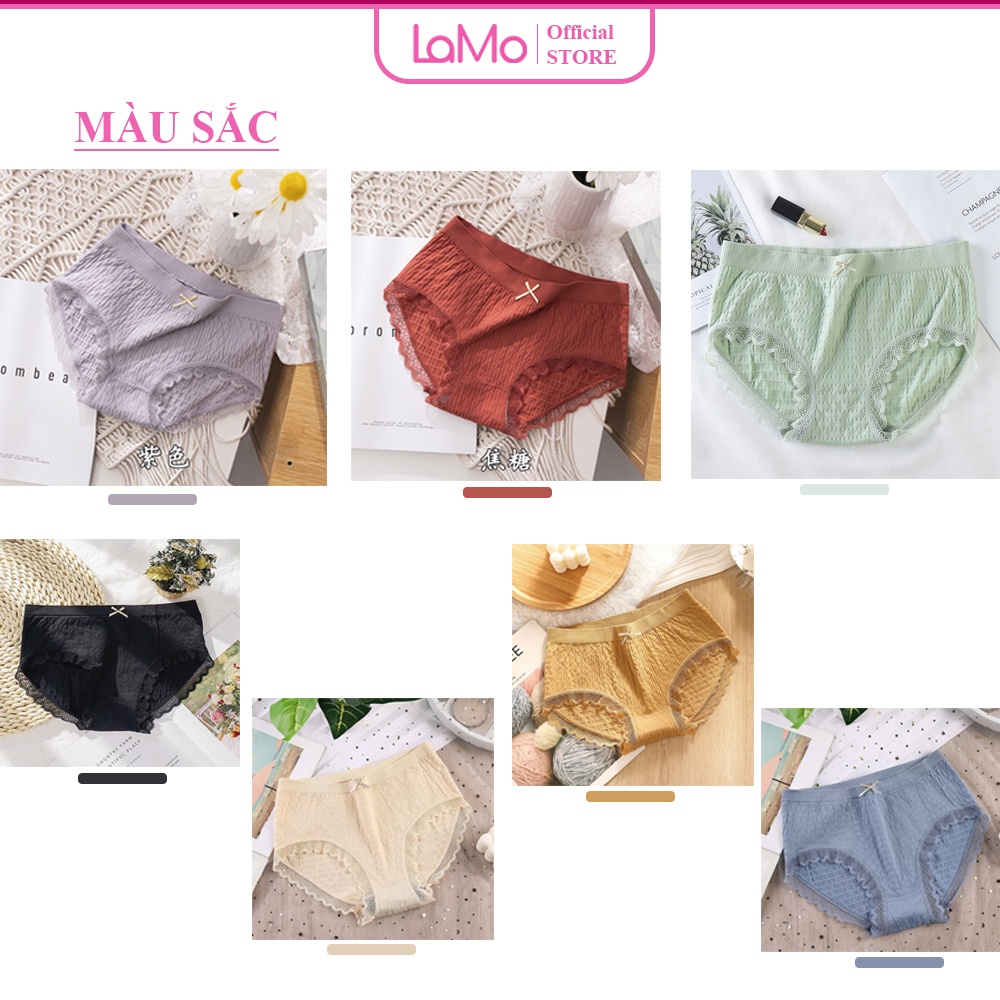 Quần lót nữ cotton vải mềm viền ren ôm bụng nâng mông, chíp thông hơi kháng khuẩn co giãn 4 chiều