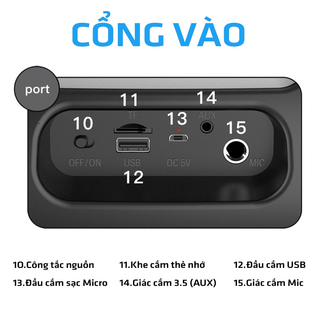 [Mã ELHACE giảm 4% đơn 300K] Loa bluetooth karaoke có mic BKK100 cao cấp, giá rẻ,công nghệ blutooth 5.0 BINTECH