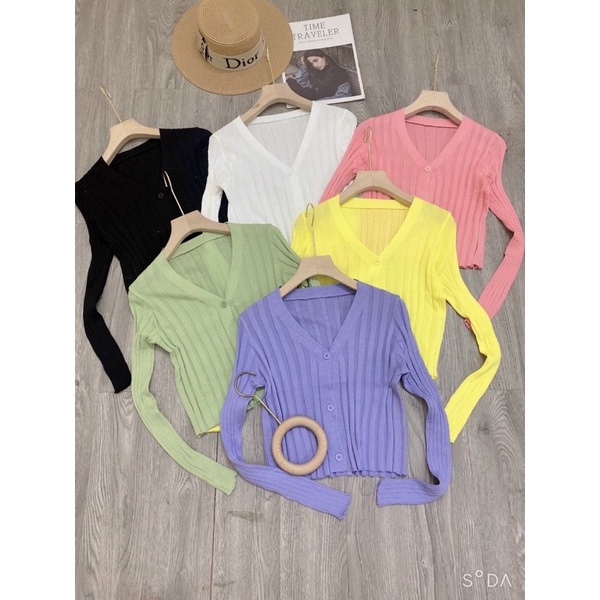 Áo cadigan len mỏng cài khuy dáng croptop cài cúc AL7025 - NhiNhi Shop
