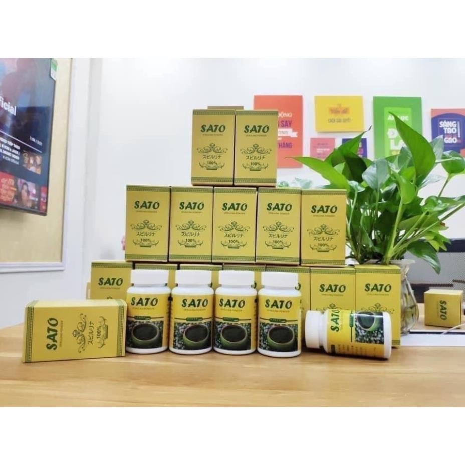 Bột Tảo Xoắn Sato Nhật Bản, Cấy Tảo Nano Trắng Da Min Da Mờ Thâm Hôp 100g ( Hàng Chuẩn)