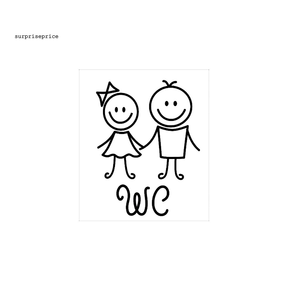 Sticker cửa phòng tắm trang trí hình bé trai và bé gái hoạt hình dễ thương