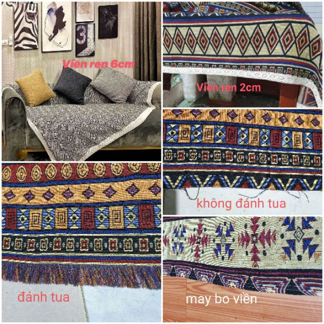 Vải thổ cẩm kích thước 2,1 ×80 viền ren
