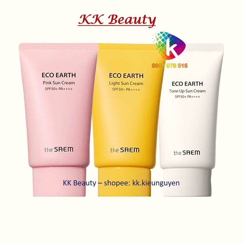 (Đủ BILL) Kem chống nắng The Saem Eco Earth Power Pink Sun Cream