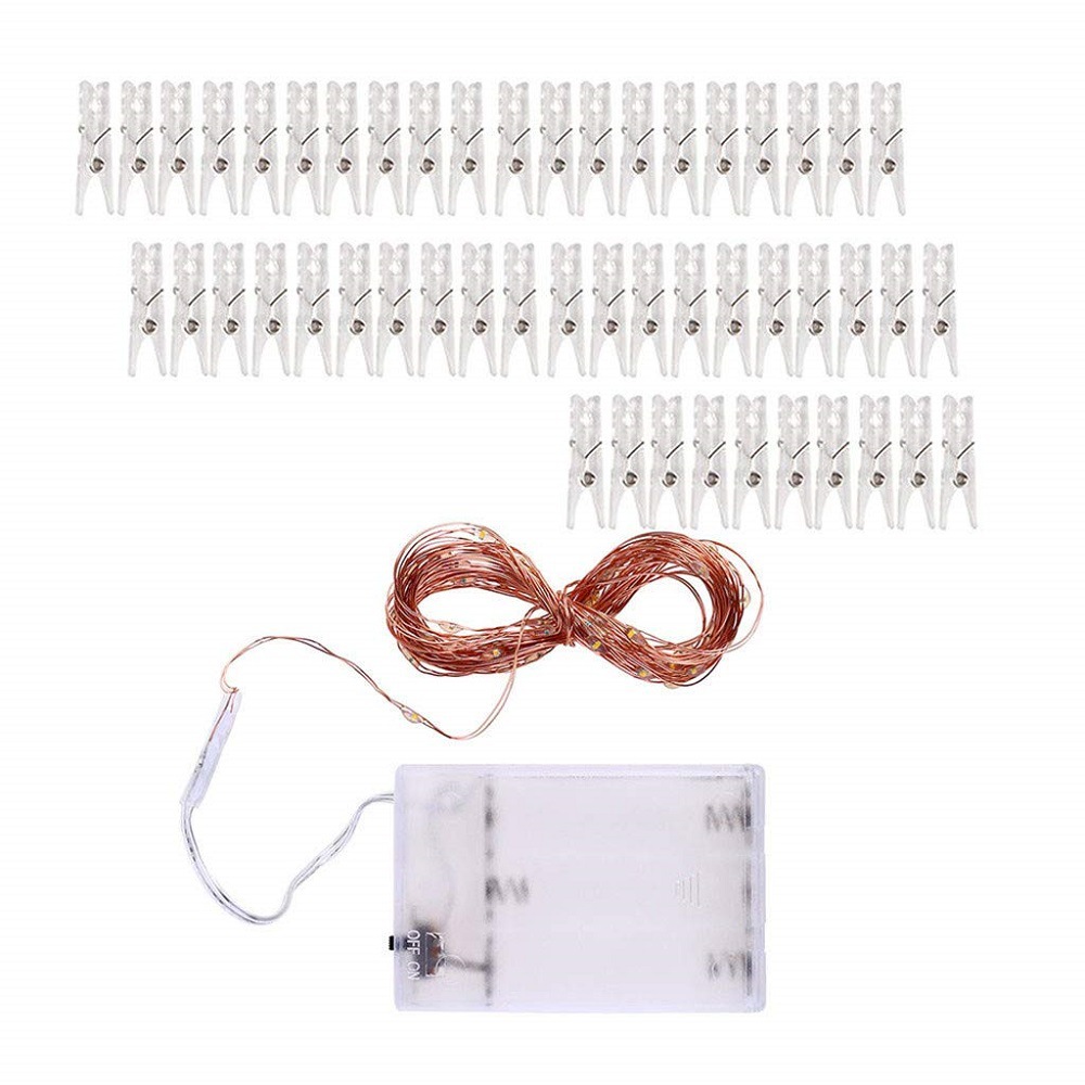 Dây đèn LED đồng với kẹp ảnh để trang trí Giáng sinh / đám cưới