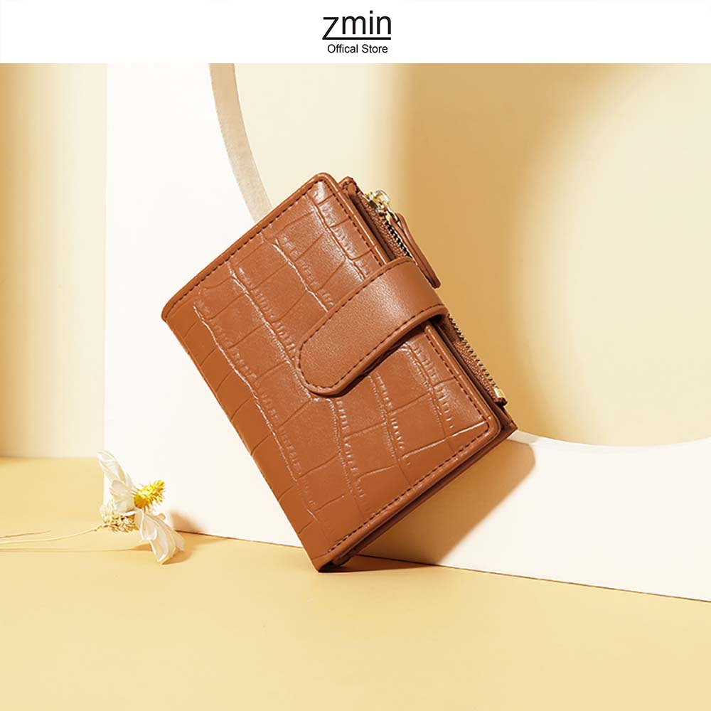Ví bóp nữ ngắn mini cầm tay Zmin, chất liệu da PU cao cấp - V039