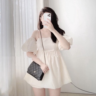 Set áo trễ vai 2 dây bèo tơ kèm quần đùi tiểu thư đi chơi đi du lịch