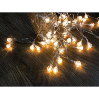 Dây đèn led trang trí Pha Lê trong suốt trang trí màu sáng ấm ( chạy Pin AA)