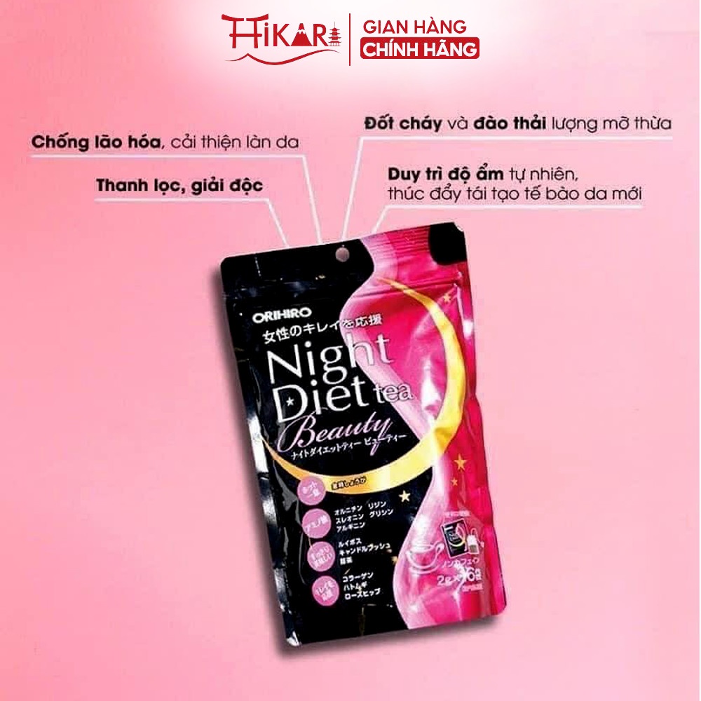 Trà giảm cân Night Diet Beauty Collagen Orihiro Nhật Bản 16 gói