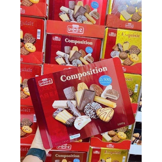 Bánh quy Socola Lambertz Composition 1kg - Đức - mẫu đỏ