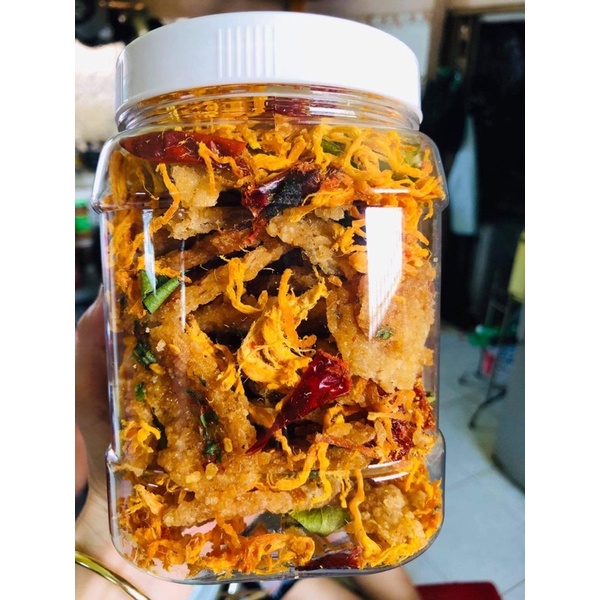 1 hủ cơm cháy mix khô gà hủ 350gram giá 45k!