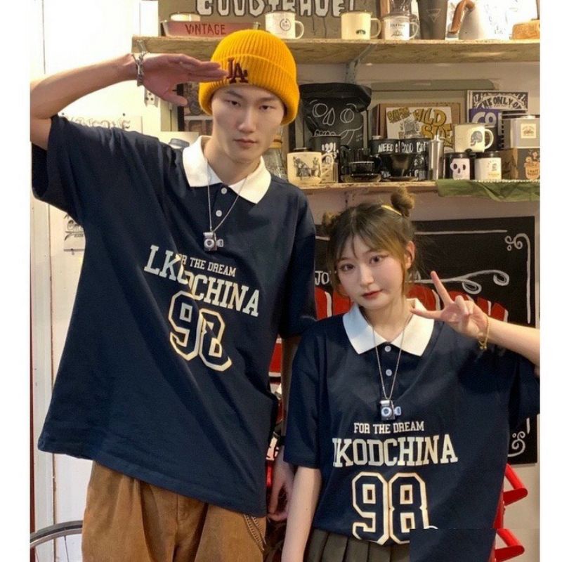 Áo Polo Tay Lỡ Số 98 Cổ bẻ Cộc Tay Nữ Unisex Thun form rộng oversize in hình vintage 3158 đường phố hàn quốc Ulzzang