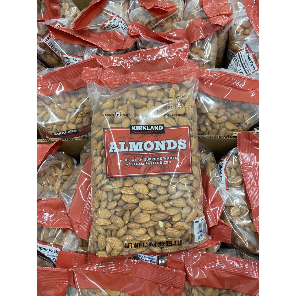 Hạnh Nhân Sấy Khô Kirkland Signature Almonds Không Muối 1.36kg