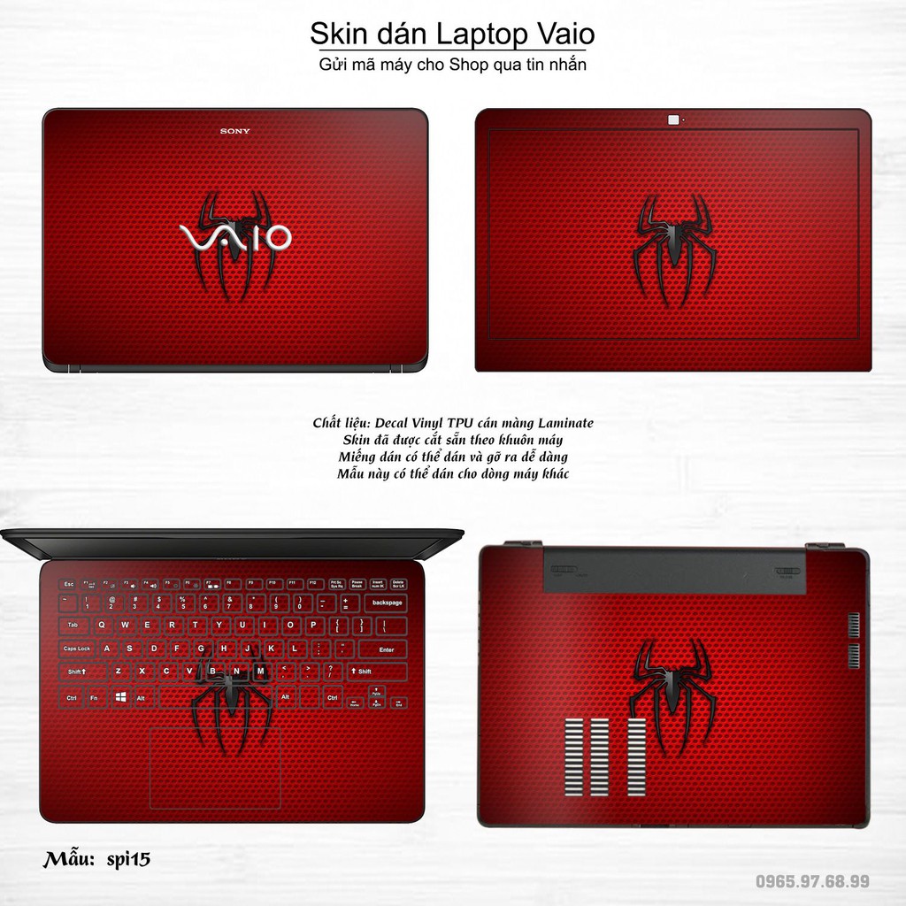 Skin dán Laptop Sony Vaio in hình người nhện Spiderman (inbox mã máy cho Shop)