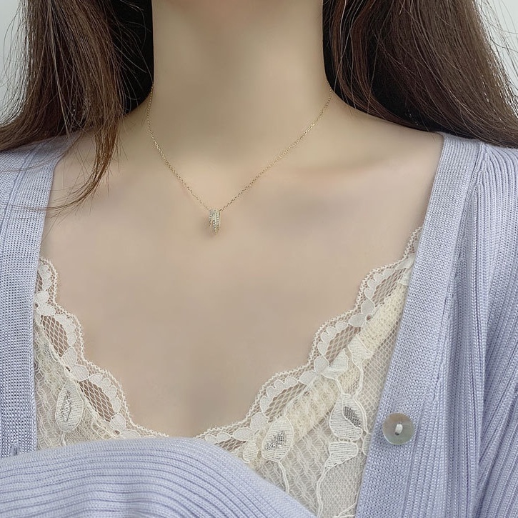 Dấy chuyền bạc ý 925 vòng tròn đính đá trang sức nữ