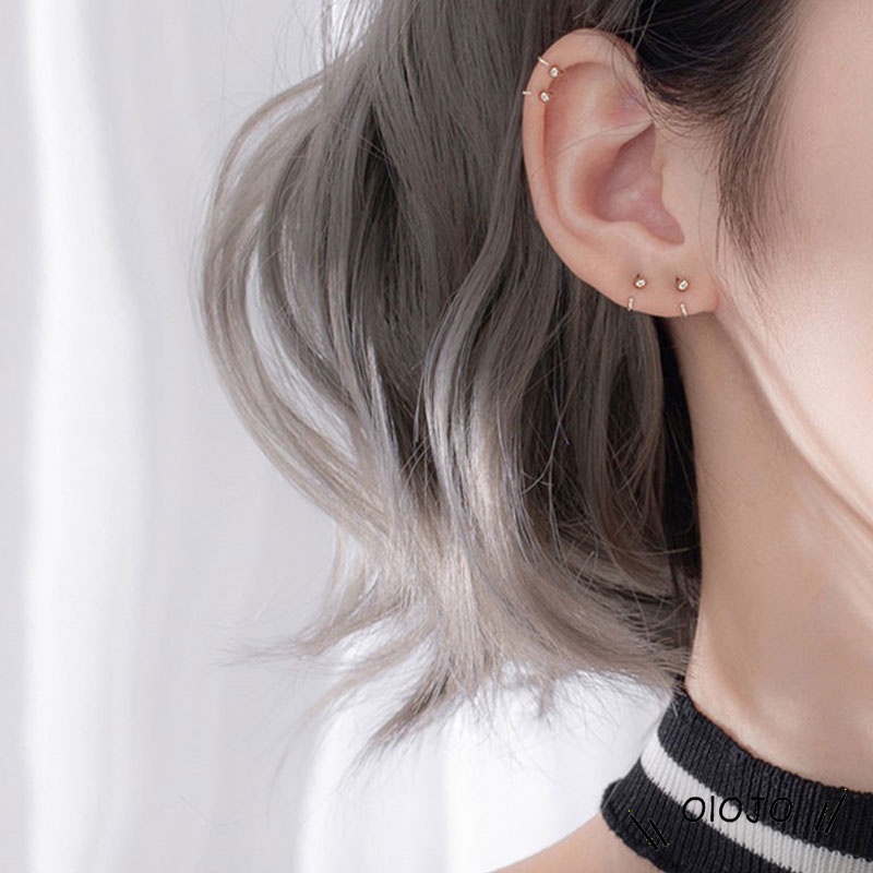 Bông tai xỏ lỗ màu bạc đính hạt nhỏ thời trang mới độc đáo cho nữ
