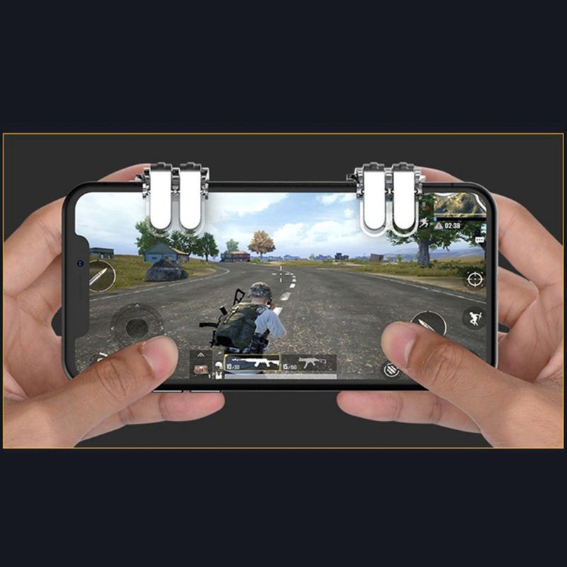 PRI* 2pcs W6 Mobile Gaming Trigger Joysticks Free Fire Button Aim Key SmartPhone Game Shooter Controller Artifact for PUBG Games