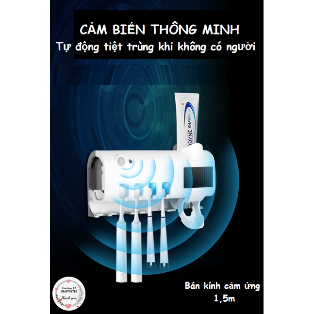 Giá treo bàn chải Kem đánh răng khử khuẩn tia UV công nghệ cao Châu Âu