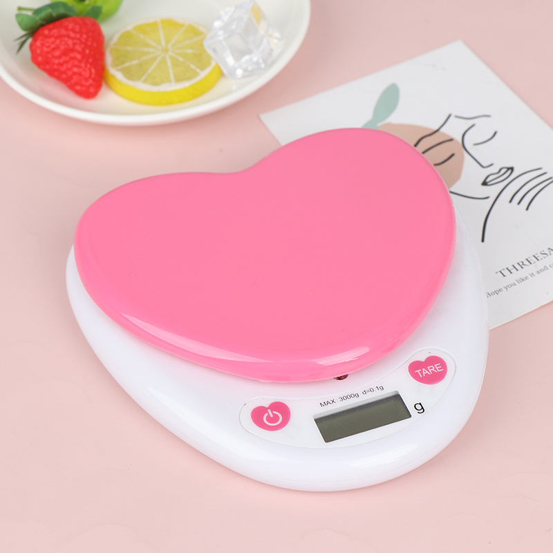 [procoolVN]Digital Kitchen Scale LCD Monitor Auto Zero Auto Poweroff Solid Heart Shape Gift