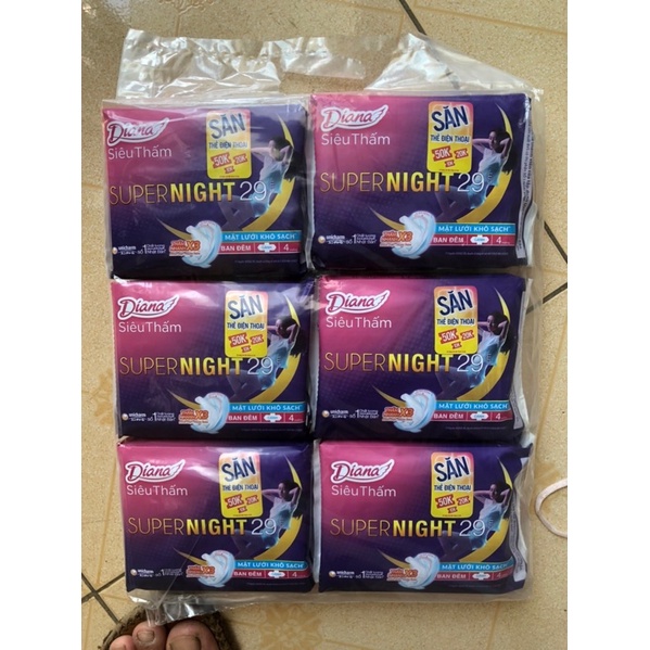 Combo 6 gói  Diana Super Night Ban đêm 29cm tặng