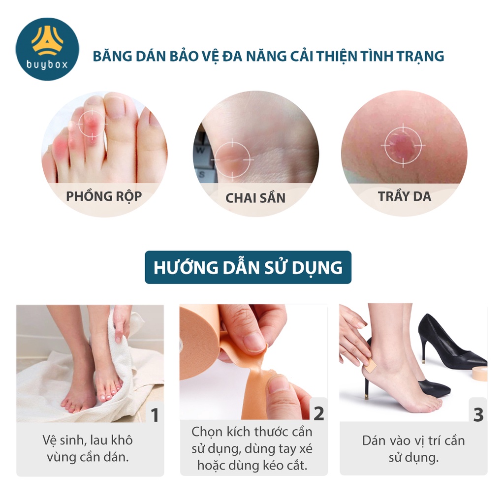 Cuộn băng keo dài 5 mét dán gót chân chống đau chân, trầy gót khi mang giày - Buybox - BBPK248